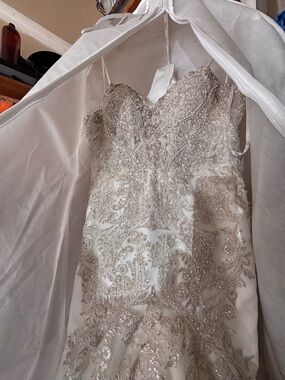 Stella York Ivory Wedding Dress with Silver-Beige Embroidery